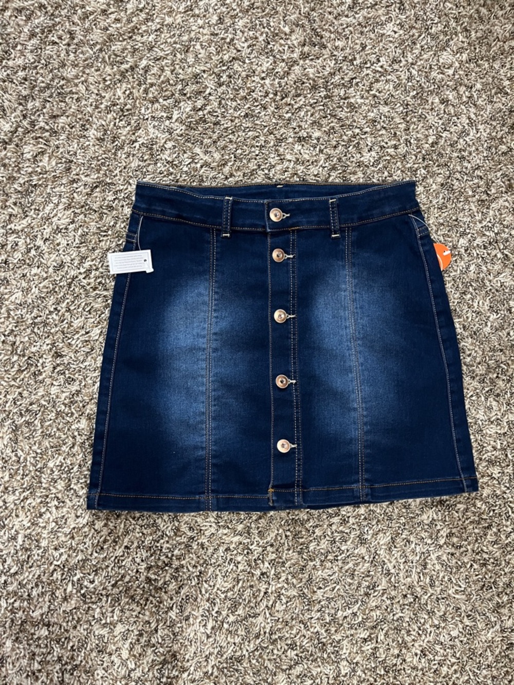 wonder nation Dark Blue Button-Front Denim Mini Skirt